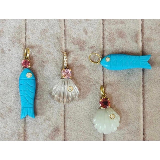 2020s Perfect Lapis Poisson Pendant With Diamond and Pink Tourmaline For Sale - Image 5 of 7