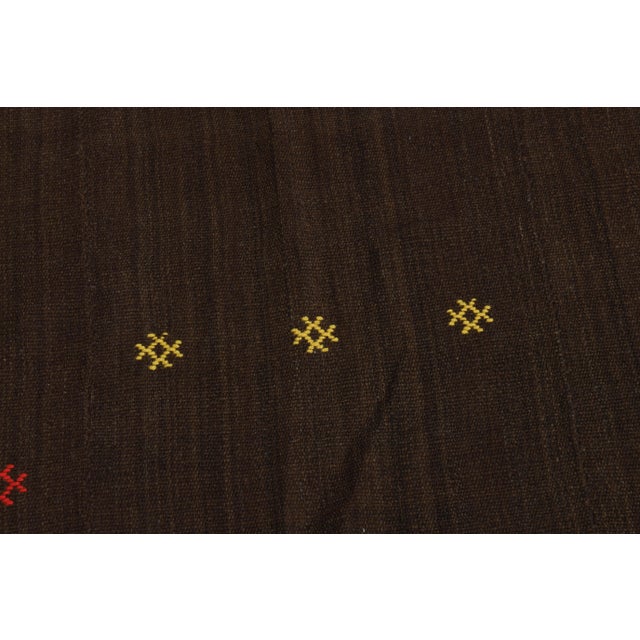1970s Brown Colorful Vintage Handmade Turkish KIlim Area Rug For Sale - Image 5 of 11