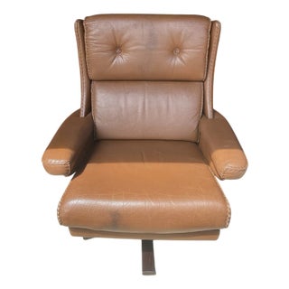 Mid-Century Modern Danish Bison Leather Armchair For Sale