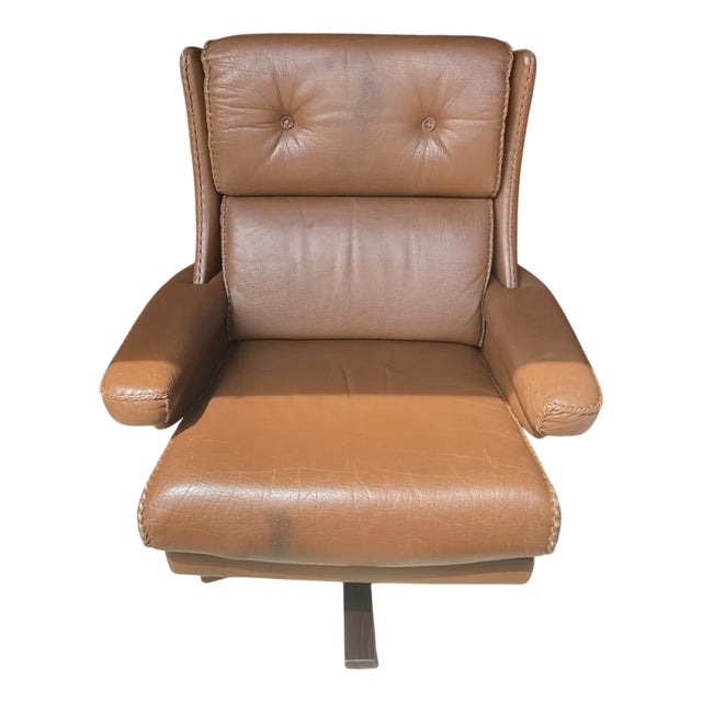 Mid-Century Modern Danish Bison Leather Armchair For Sale