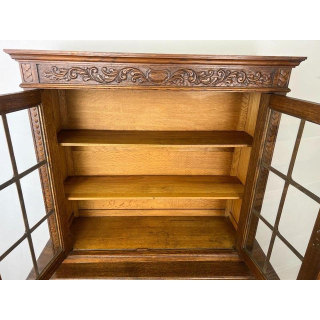Vintage French Oak Glazed Display Cabinet For Sale - Image 13 of 14