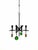 1960s Wrought Iron 4-Arm Candle Chandelier with Green and Amber Glass Pendants by Gunnar Ander for Ystad-Metall, Sweden, 1960s For Sale - Image 5 of 10