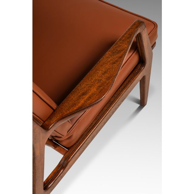 Restored Danish Modern Model 596 Lounge Chair in Beech & Leather Attributed to Lawrence Peabody & Ib Kofod Larsen for Selig, Denmark, C. 1950's For Sale - Image 14 of 18