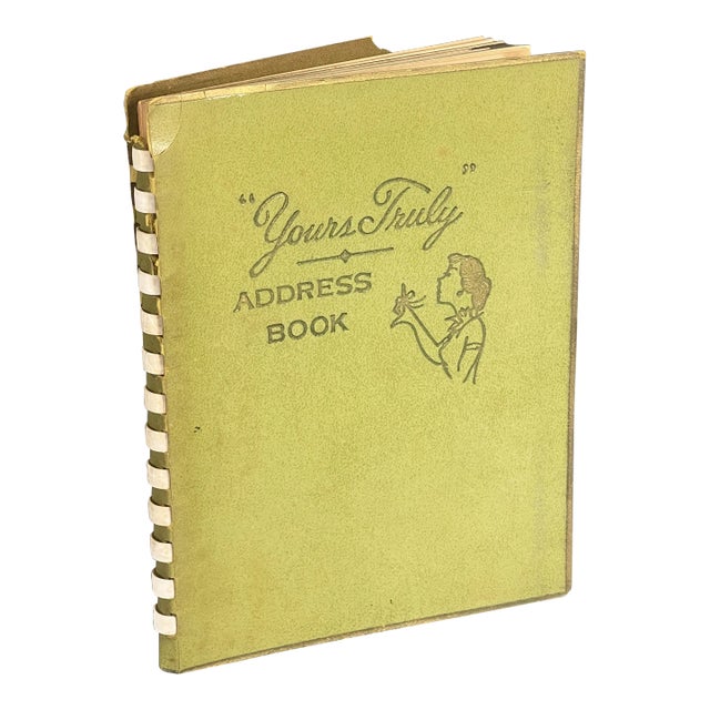 Vintage Blank Deadstock '56 Bell Engraving "Yours Truly" Bound Address Book Prop For Sale