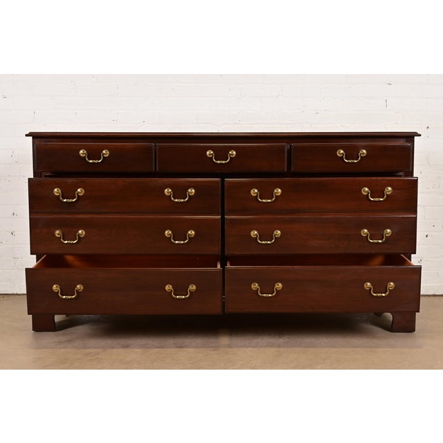Late 20th Century Late 20th Century Ethan Allen Georgian Solid Cherry Wood Dresser or Credenza For Sale - Image 5 of 12