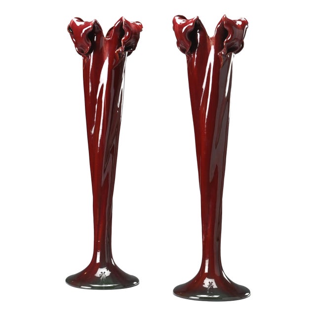 Glazed Ceramic Vases by Delphin Massier, 1890s, Set of 2 For Sale