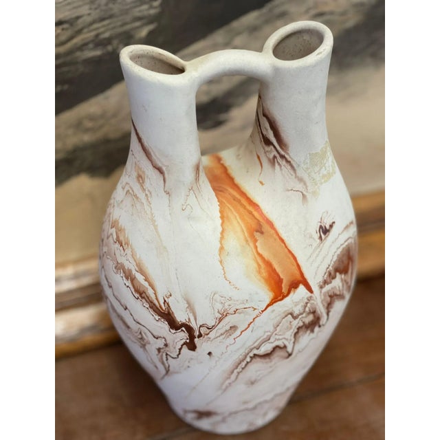 1970s Vintage Handmade Double Spout Nemadji Vase For Sale - Image 5 of 8