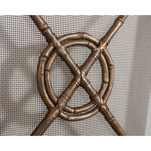 Contemporary McGuire Two-Door Bronzed Iron Faux Bamboo Fireplace Screen For Sale - Image 3 of 17