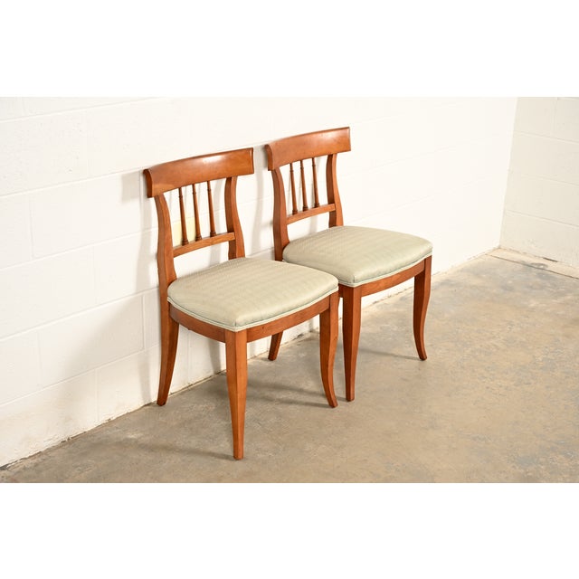 Kindel Furniture Kindel Furniture Regency Solid Cherry Wood Klismos Side Chairs or Dining Chairs, Pair For Sale - Image 4 of 15