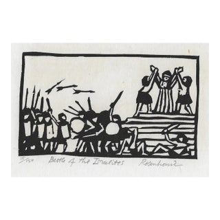 1966 Battle of Ishmaelites Woodcut by Irwin Rosenhouse For Sale