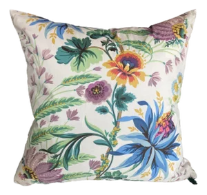 Floral Pillow With Pinstripe Back