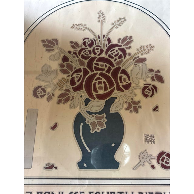 1977 Reproduction. David Lance Goines PosterChez Panisse Fourth Birthday Framed For Sale In Chicago - Image 6 of 8