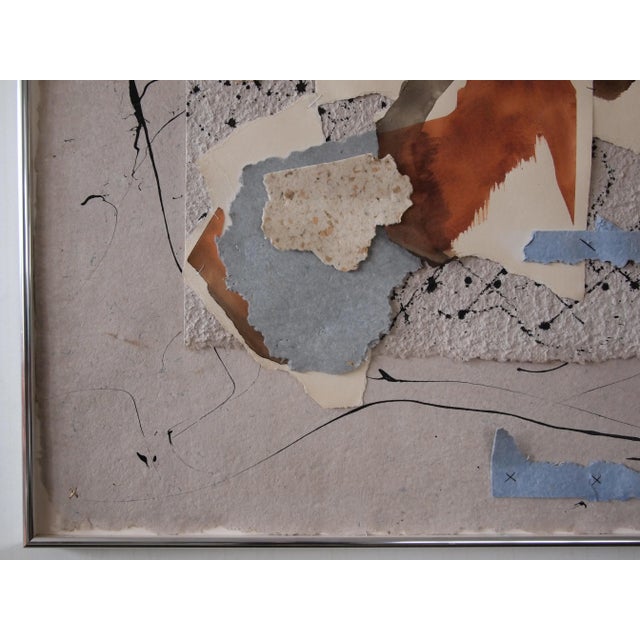 Late 20th Century Original Paul Harryn Abstract Expressionist Mixed-Media Collage on Paper, Framed For Sale - Image 4 of 13