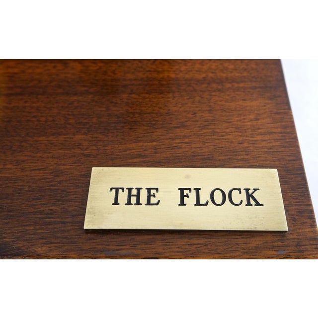 Mid 20th Century Modern Flock of Birds Sculpture Solid Brass Figurines on Walnut Rectangle Block For Sale - Image 13 of 17
