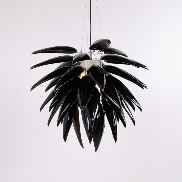 Aloe Blossom Large Anniversary Pendant Light with Black Porcelain Leaves by Jeremy Cole, 2004 For Sale - Image 14 of 15