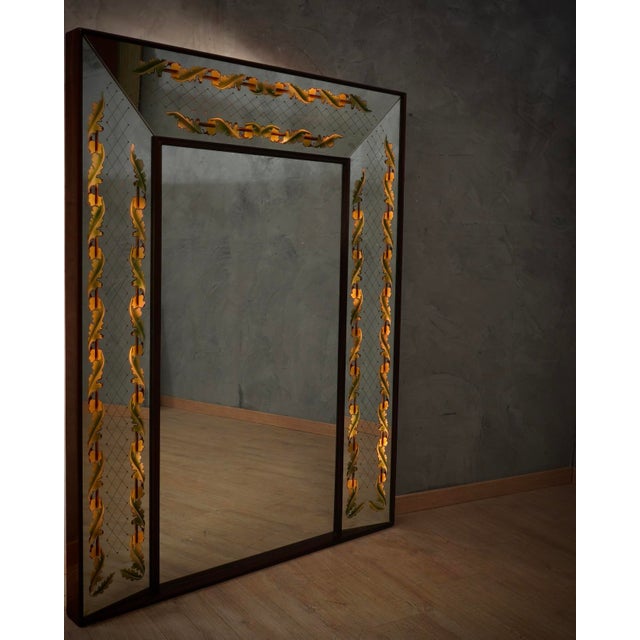 Mid-Century Modern Walnut Wood and Mirrored Glass Wall Mirror by Luigi Brusotti, 1940s For Sale - Image 3 of 17
