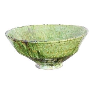 Moroccan Berber Tamgroute Terracotta Green Glazed Bowl For Sale