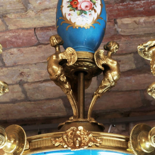 Ceramic Chandelier for 15 Candles from Sevres in the Style of Louis XVI For Sale - Image 7 of 8