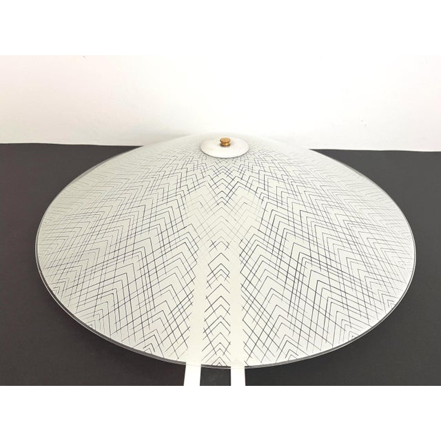 1970s Mid-Century Modern Chevrons Frosted Glass Ceiling Light For Sale - Image 12 of 18