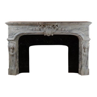 Antique French Louis XV/Regency Style Breche Violette Marble Mantel, 19th Century For Sale