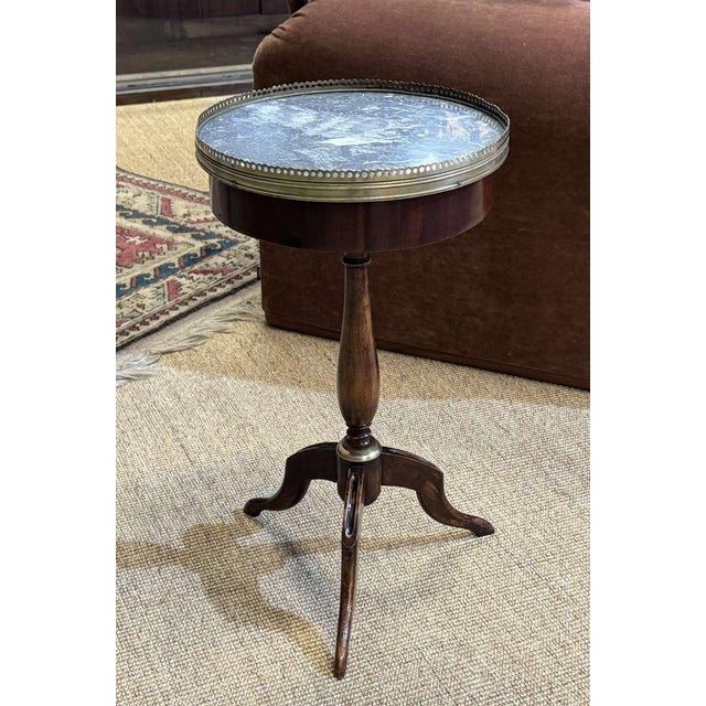 Mahogany Side Table with Marble Top, 1950s For Sale - Image 4 of 9