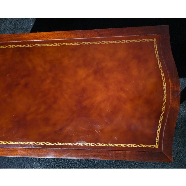 16 / 16 Mid 20th Century English Regency Mahogany and Stenciled Leather Top Coffee Table For Sale - Image 10 of 12