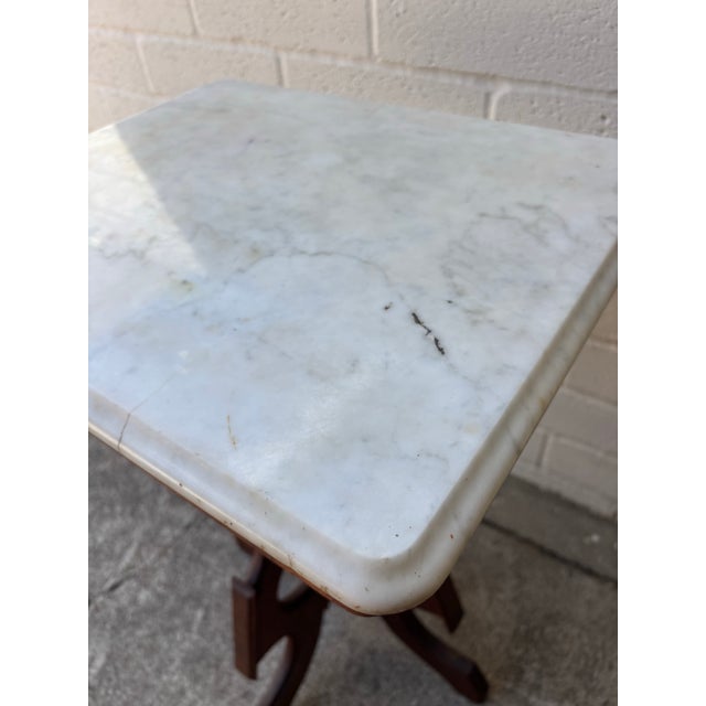 Wood Antique Eastlake Marble Top Lamp Table / Parlor Table For Sale - Image 7 of 7