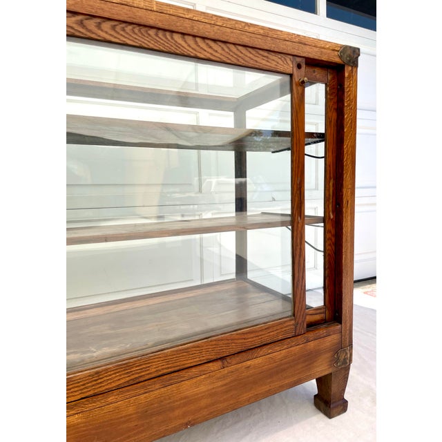 Antique Oak Glass Copper Sliding Glass Door Mercantile Display Case ...