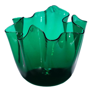 Venini Vase Fazzoletto in Green, Fulvio Bianconi 1950s