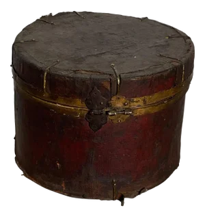 Leather and Iron Round Box, Tibet Circa 1880