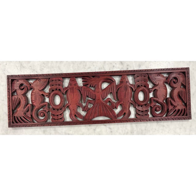 English Vintage Hand Carved Wooden Animal Wall Art for British Colonial, Palm Beach Regency, Native American & Chinoiserie - See Inspiration Photo For Sale - Image 3 of 7