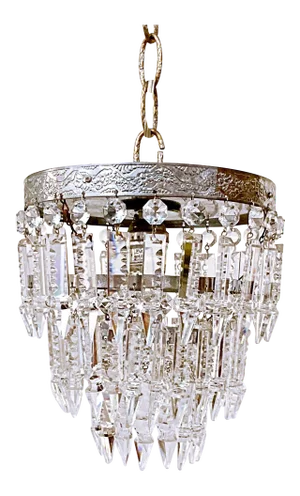 Mid 20th Century Italian Silver Upside Down Layered Cake Chandelier