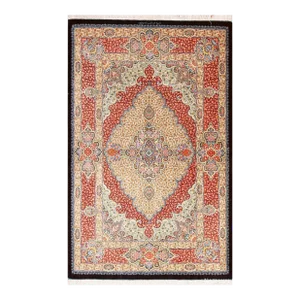 Nazmiyal Collection Scatter Size Floral Vintage Persian Silk Qum Rug