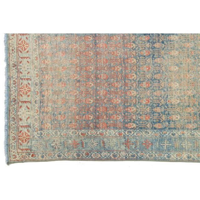 1920s Antique Malayer Blue Long Wool Runner With Allover Design For Sale In New York - Image 6 of 9