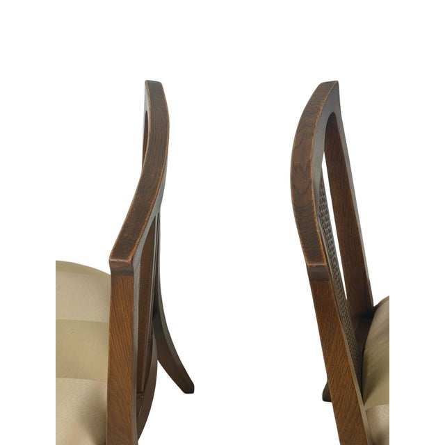 Pair of Vintage Mid-Century Modern High-Back Cane Dining Chairs, Stamped Denmark For Sale - Image 14 of 18