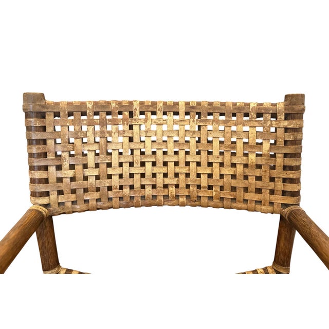 Vintage McGuire Furniture Laced Rawhide & Rattan Armchair For Sale In Dallas - Image 6 of 9