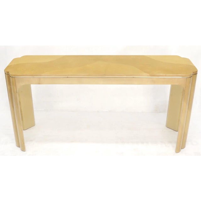 Karl Springer Faux Goat Skin Tan Console Sofa Table For Sale - Image 4 of 12