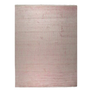 4x8 Rhea Moroccan Pink Geometric Modern Hand Knotted Wool Carpet Rug For Sale