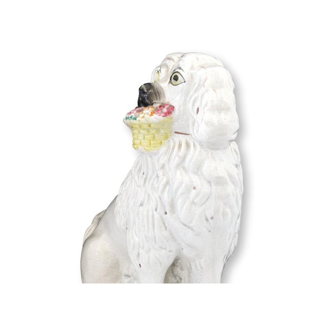 English LG. Antique Staffordshire Basket Dog For Sale - Image 3 of 5
