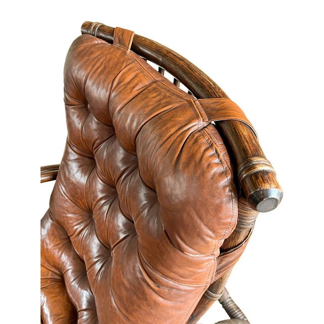 Vintage Bamboo and Leather Chair, 1970s For Sale - Image 12 of 17