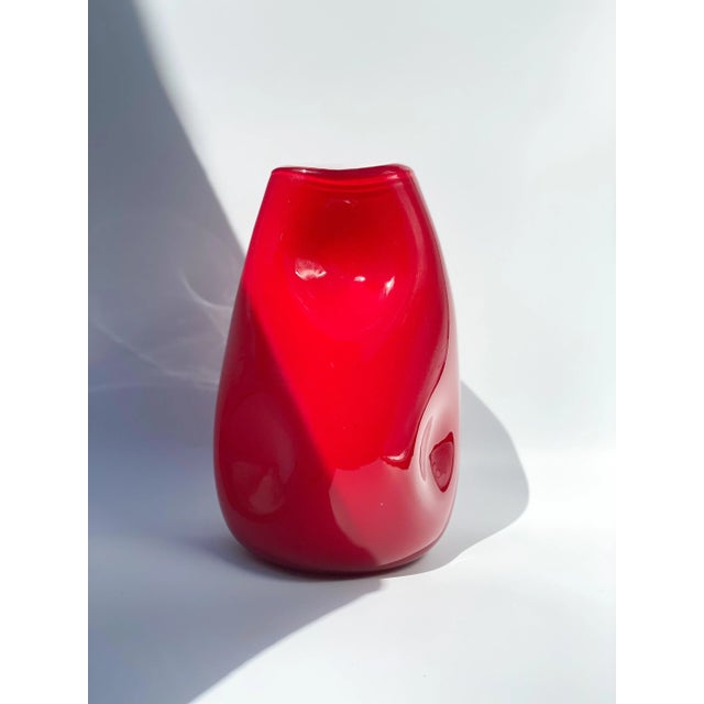 Glass 1960s Mid-Century Cased Glass Dimple Vase For Sale - Image 7 of 9