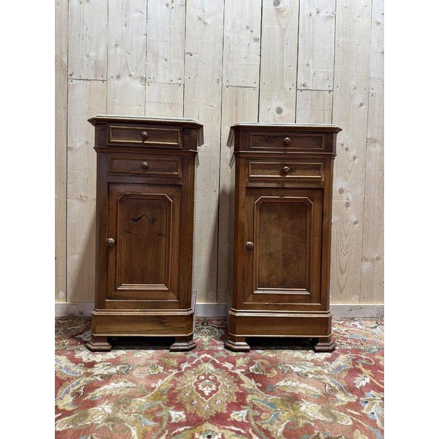 Louis Philippe Bedside Tables in Walnut, Set of 2 For Sale - Image 4 of 10