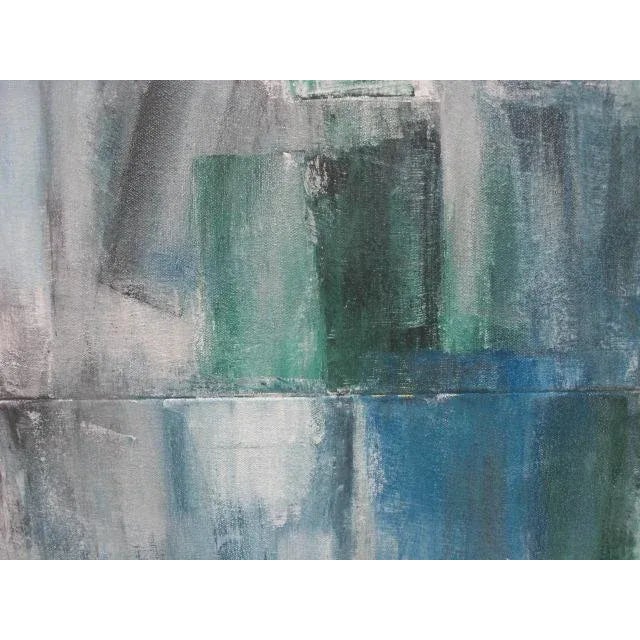 Robin's Egg Blue "Calm Activity" Abstract Painting by Judy Hintz Cox For Sale - Image 8 of 13