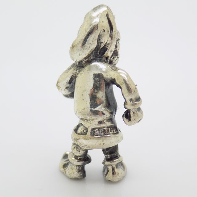 1980s Vintage Italian Handmade Genuine Silver Garden Gnome Dollhouse Miniature Figurine For Sale - Image 5 of 10