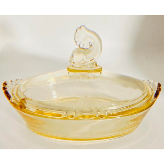 Yellow 1930s Heisey Empress Sahara Yellow Glass Marmalade Jar With Recessed Li For Sale - Image 8 of 12