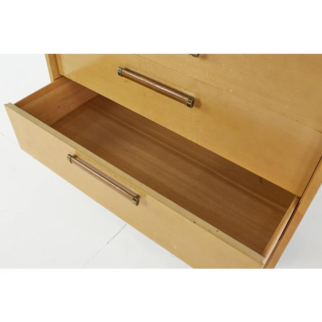 American of Martinsville Merton Gershun for American of Martinsville Mid Century Urban Suburban 5-Drawer Highboy Dresser For Sale - Image 4 of 12