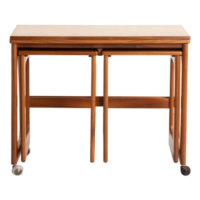Triform Nesting Tables with Fold Out Top from McIntosh, 1960s, Set of 3 For Sale