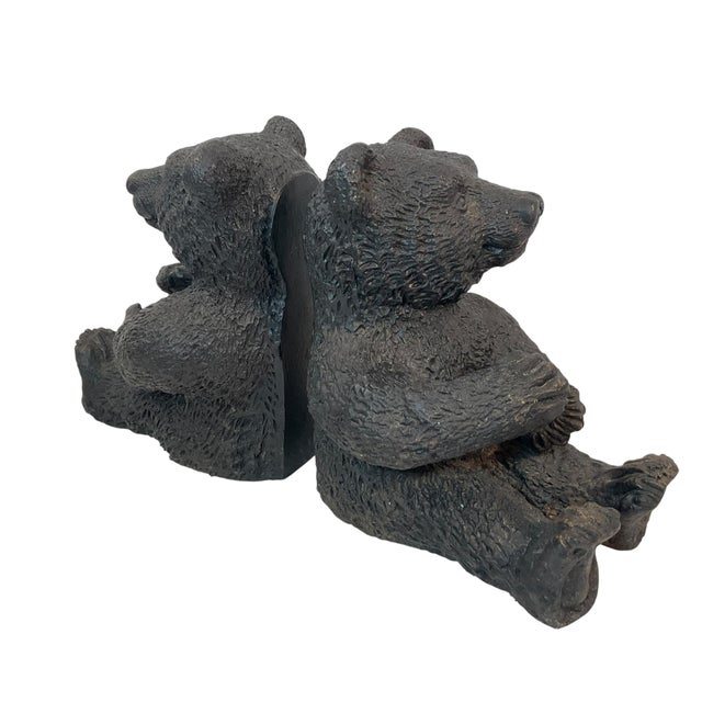Metal Early 20th Century Cast Metal Bear Bookends- Set of 2 For Sale - Image 7 of 15