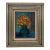 Floral Still Life Original Oil Painting in Silvered Aqua Frame For Sale