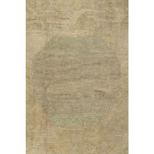 Light Green Zabihi Collection Abstract Large Square Antique Turkish Oushak Rug - 13'9" x 13'10" For Sale - Image 8 of 12